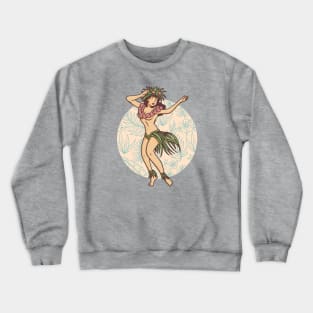 Retro Hawaiian Hula Girl Dancer Crewneck Sweatshirt